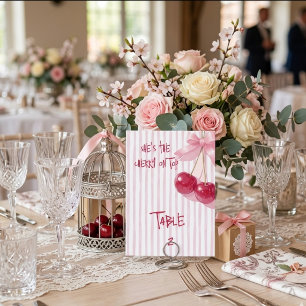 Tarjeta De Mesa Lazo rosa de cereza Rojo verano Baby shower