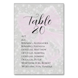 Tarjeta De Mesa Lazo rosa transparente Coquette -