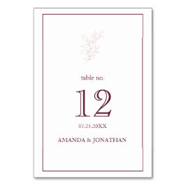 Tarjeta De Mesa Leaf blanco limpio y rosa simple | Boda moderno