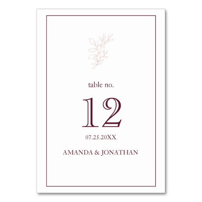 Tarjeta De Mesa Leaf blanco limpio y rosa simple | Boda moderno (Anverso)