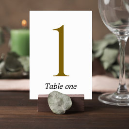 Tarjeta De Mesa legant Gold Minimalist Wedding Table Number Sign