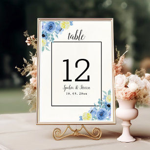 Tarjeta De Mesa Lemon and Blue Mediterranean Wedding