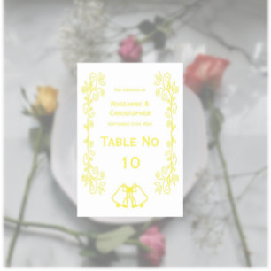 Tarjeta De Mesa Lemon Bells Scrollwork Design Boda