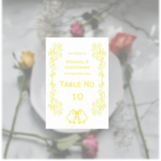 Tarjeta De Mesa Lemon Bells Scrollwork Design Boda