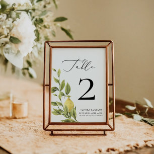 Tarjeta De Mesa Lemon Mediterranean Calligraphy Boda 2