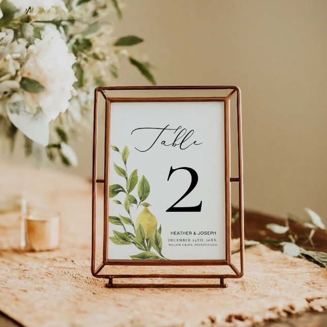 Tarjeta De Mesa Lemon Mediterranean Calligraphy Boda 2 (Subido por el creador)