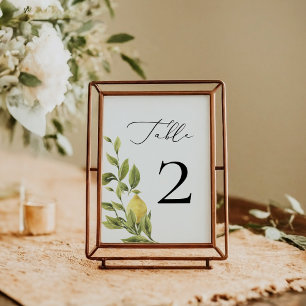 Tarjeta De Mesa Lemon Mediterranean Calligraphy Boda 2
