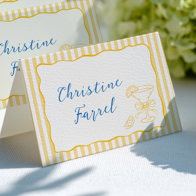 Tarjeta De Mesa Lemon Theme Yellow Stripes Place Cards (Subido por el creador)