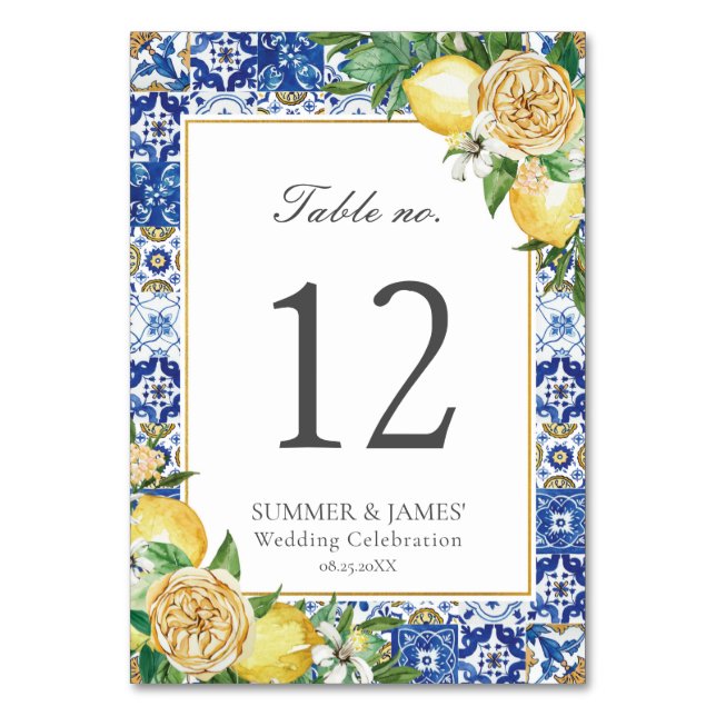 Tarjeta De Mesa Lemons Floral Greenery Boda Bridal Baby Shower (Anverso)
