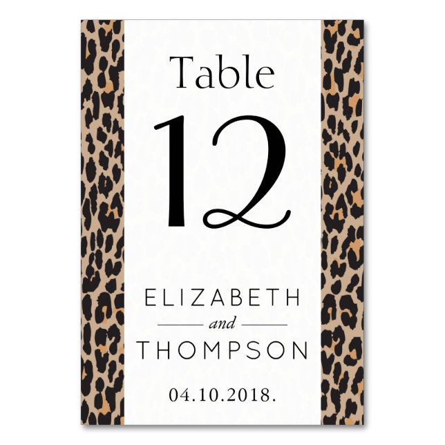 Tarjeta De Mesa Leopardo Print, Spots, Brown Leopard, Boda (Anverso)