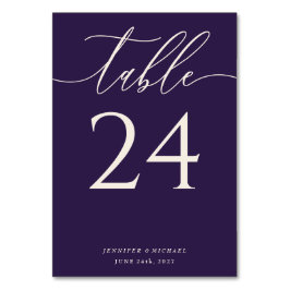 Tarjeta De Mesa Letra Fluyente Púrpura Medianoche