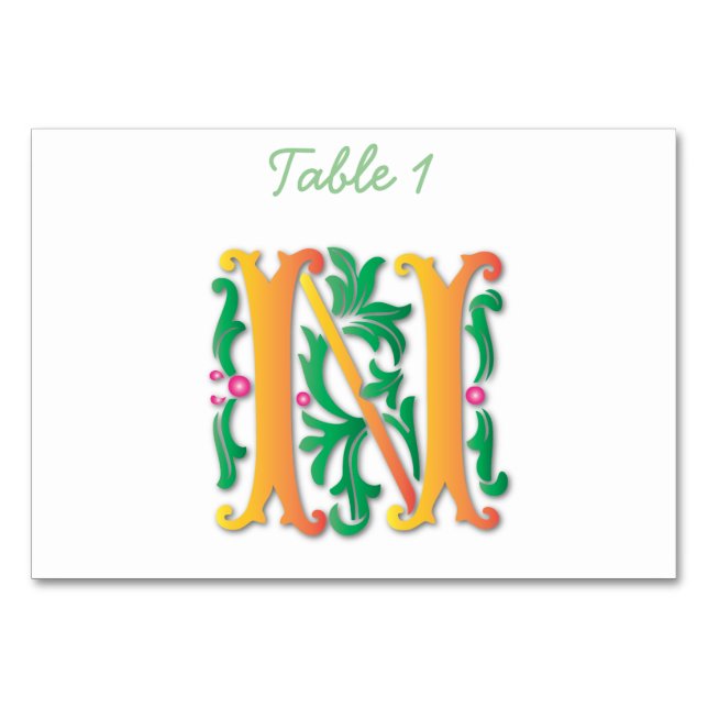 Tarjeta De Mesa Letra N Monograma Fleur de lis (Anverso)