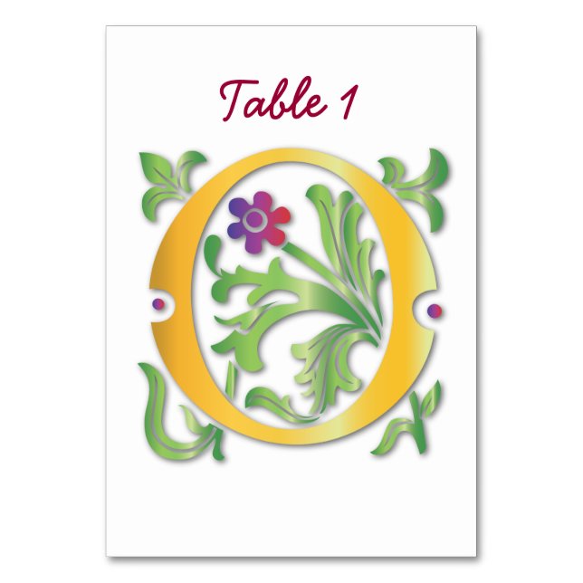Tarjeta De Mesa Letra O Monograma Fleur de lis (Anverso)