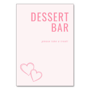 Tarjeta De Mesa Letrero alegre de barra de postres minimalista de 