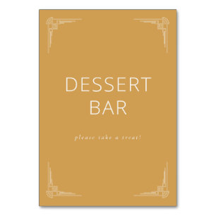 Tarjeta De Mesa Letrero de barra de postres amarillo mostaza cálid