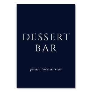 Tarjeta De Mesa Letrero de barra de postres azul marino elegante