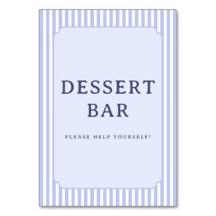 Tarjeta De Mesa Letrero de barra de postres azul vintage