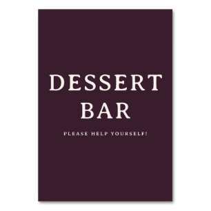 Tarjeta De Mesa Letrero de barra de postres con serifa color marró