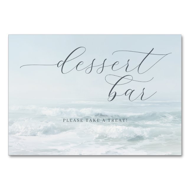 Tarjeta De Mesa Letrero de barra de postres de océano azul tranqui (Anverso)