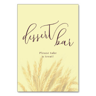 Tarjeta De Mesa Letrero de Barra de Postres Elegante Amarillo Páli