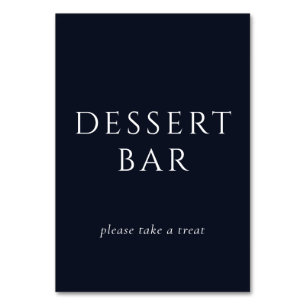 Tarjeta De Mesa Letrero de barra de postres elegante de color azul