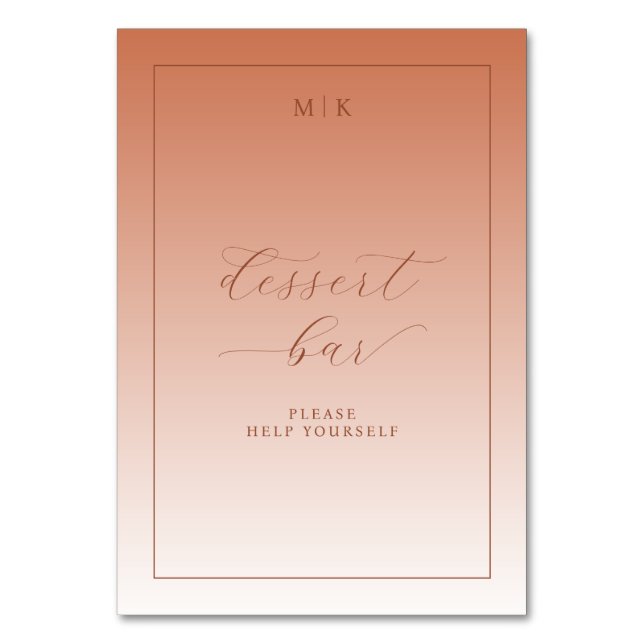 Tarjeta De Mesa Letrero de Barra de Postres Elegante Melocotón (Anverso)