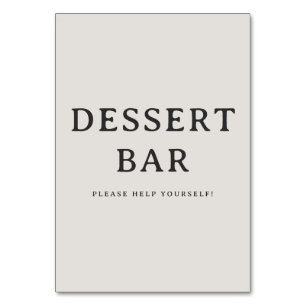 Tarjeta De Mesa Letrero de barra de postres en beige serif acogedo