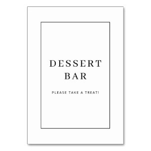Tarjeta De Mesa Letrero de barra de postres en negro y blanco acog