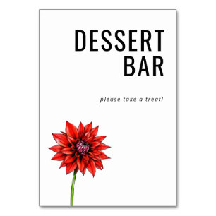 Tarjeta De Mesa Letrero de barra de postres floral rojo alegre
