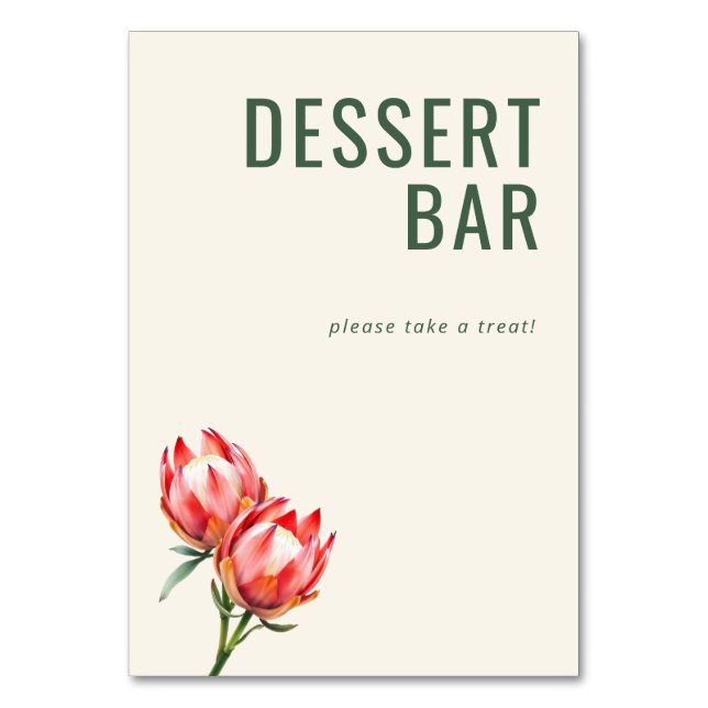 Tarjeta De Mesa Letrero de barra de postres floral verde alegre (Anverso)