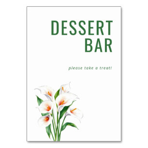 Tarjeta De Mesa Letrero de barra de postres florales verdes de inv