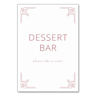 Tarjeta De Mesa Letrero de barra de postres geométrico rosa elegan