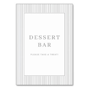 Tarjeta De Mesa Letrero de barra de postres gris elegante