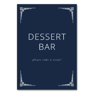 Tarjeta De Mesa Letrero de barra de postres minimalista azul marin
