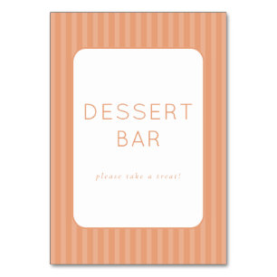 Tarjeta De Mesa Letrero de barra de postres minimalista de durazno