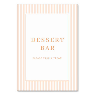 Tarjeta De Mesa Letrero de barra de postres minimalista de melocot