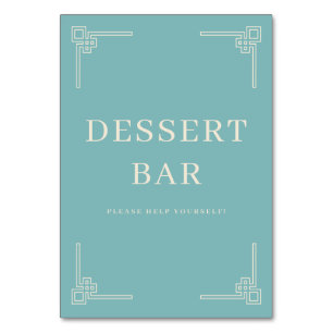Tarjeta De Mesa Letrero de barra de postres minimalista en azul te