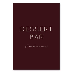 Tarjeta De Mesa Letrero de barra de postres minimalista en color g