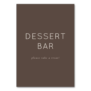 Tarjeta De Mesa Letrero de barra de postres minimalista marrón aco