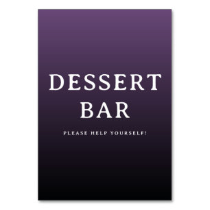 Tarjeta De Mesa Letrero de barra de postres minimalista morado inv