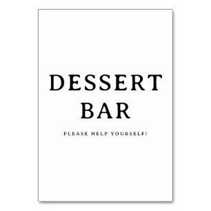 Tarjeta De Mesa Letrero de barra de postres minimalista negro invi