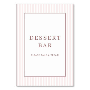 Tarjeta De Mesa Letrero de barra de postres minimalista rosa cálid