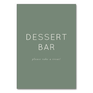 Tarjeta De Mesa Letrero de barra de postres minimalista verde de b