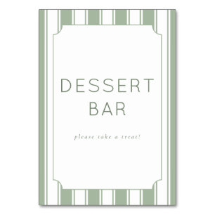 Tarjeta De Mesa Letrero de barra de postres minimalista verde páli
