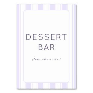 Tarjeta De Mesa Letrero de Barra de Postres Morado Elegante
