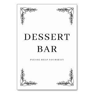 Tarjeta De Mesa Letrero de barra de postres negro elegante