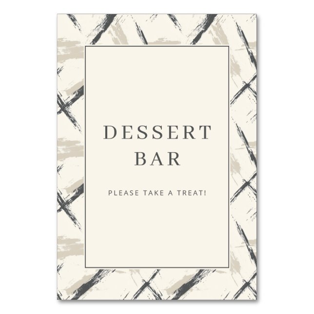 Tarjeta De Mesa Letrero de barra de postres neutrales invitantes (Anverso)