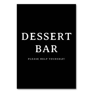 Tarjeta De Mesa Letrero de barra de postres tipográfico negro info