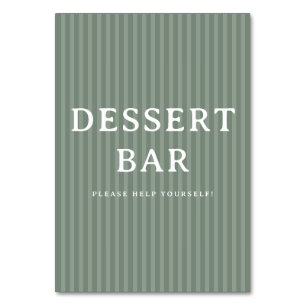 Tarjeta De Mesa Letrero de barra de postres verde sage invitante
