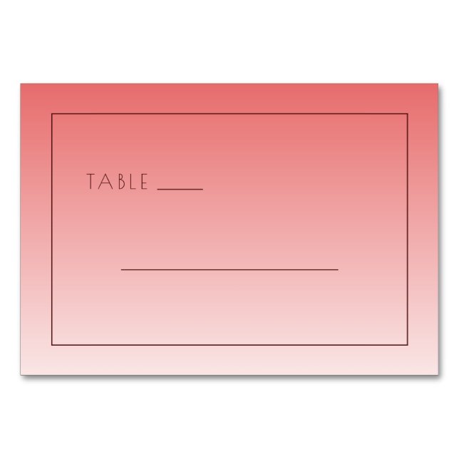 Tarjeta De Mesa Letrero de mesa con gradiente de coral calmado (Anverso)